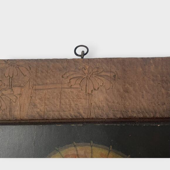 Antique Print 1903 Esther Hunt Chinese Girl Set Original Wood Frame Carved - Picture 11 of 13